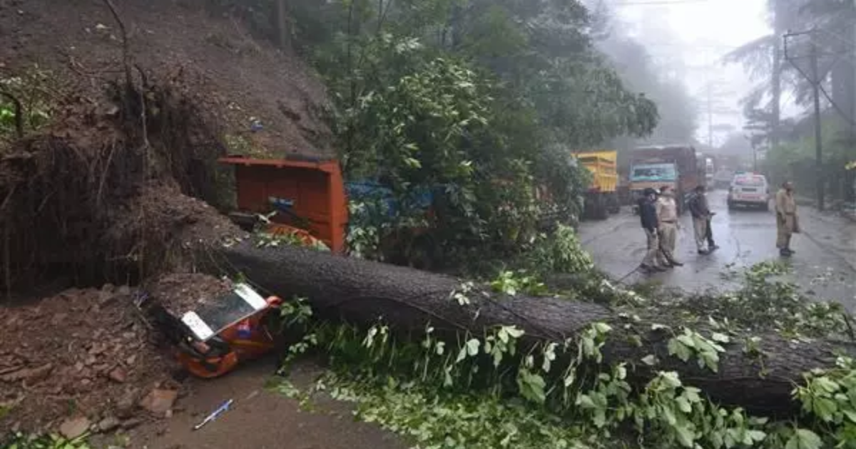 Himachal Pradesh: Heavy rainfall lashes Shimla city; debris and stones damage vehicles parked on roadsides